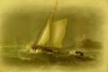 Framed Pastel of Sailing Ship on Stormy Seas