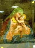 Framed Reverse Painting on Glass of the Virgin and Child