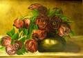 Framed Oil Still Life with Roses