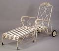 Mid20th Century White Painted Iron Adjustable Patio Lounge Chair and Ottoman