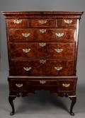 English 18th C George III Burled Walnut High Boy