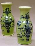 Pair of Chinese Export Porcelain Celadon Vases