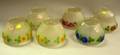 Six Frosted  Painted Floral Molded Glass Lighting Shades marked Pairpoint