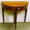 Regencystyle Inlaid Mahogany Veneer Demilune Card Table