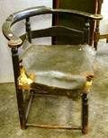 Late 18thEarly 19th Century Black Painted Roundabout Chair with Upholstered Seat