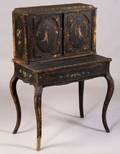 Victorian Paint Decorated Black Lacquered Ladys Writing Desk