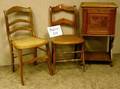 Set of Nine Victorian Caned Maple Side Chairs and an Eastlaketype Walnut Sheet Music Cabinet