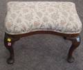 Queen Anne Style Upholstered Walnut Footstool