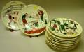 Set of Eleven French Boxing Theme Transfer and Handpainted Decorated Porcelain Plates