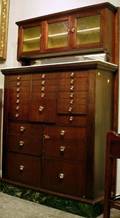 Mahogany Veneer Milk Glasstop Twentyfive Drawer Dental Cabinet