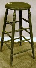 Tall Green Painted Turned Splayedleg Stool