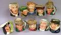 Seven Small and Three Midsize Royal Doulton Character Jugs and Smoking Items