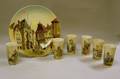Seven Villeroy  Boch Printed Underglaze Tumblers and a Stadthaus in Berncastel Plaque