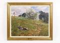 Switbert Lobisser Landscape w Figures Oil Signed