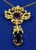 14kt Gold Diamond and Amethyst Pendant with Chain