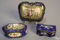 Three French enamel dresser boxes 19th c