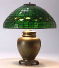 Leaded Glass and Metal Table Lamp