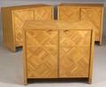 Three Oak Marquetry Veneer Cabinets