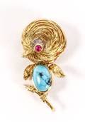 Van Cleef  Arpels Gold  Turquoise Chick Brooch