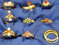 Group of Ten Gemset Rings