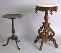 Group of miscellaneous stands to include a marble top