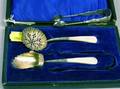 Boxed ThreePiece British MotherofPearl Handled Sterling Silver Tea Serving Flatware Set