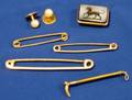 14kt Gold and Carved Intaglio Cuff Link Two Gold and Pearl Shirt Studs Equestrian Pin Etc