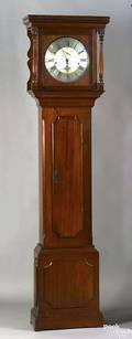 Pennsylvania walnut tall case clock 19th c