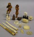 Seventeen Asian Ivory and Wood Carvings