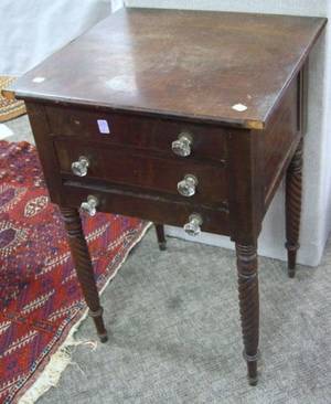 Classical Mahogany and Mahogany Veneer ThreeDrawer Work Table
