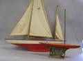 FAO Schwarz Attributed Painted Wood and Plastic TwoMasted Sailing Pond Model and a Small Painted Wood and Metal Sailing Pond Model