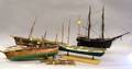 Four Small Painted Wooden Sailing Ship Models