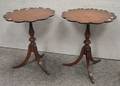 Pair of Paine Furniture Chippendalestyle Carved Mahogany Scallopededge Tea Tables