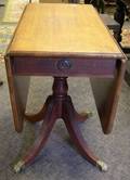 Federalstyle Mahogany Dropleaf Table and a White Marbletop Turned Mahogany Plant Stand