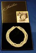 Jackie Onassis Franklin Mint Collectible ThreeStrand Faux Pearl Necklace