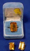Citrine Cocktail Ring and a Pair of Earrings