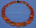 Art Deco Sterling and Amber Colored Glass Necklace