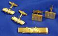 14kt Brushed Gold and Diamond Cuff Links and Tie Bar and a Pair of 14kt Gold Calendar Cuff Links