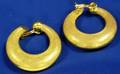 Pair of 18kt Brushed Gold Large Hoop Earclips