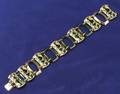 Art Deco 14kt Gold Enamel and Hardstone Bracelet