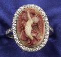 Antique 18kt Gold Hardstone Cameo and Diamond Ring