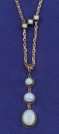 Antique 14kt Gold Watch Chain and Opal Pendant