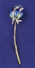 18kt Bicolor Gold Enamel and Diamond Flower Pin
