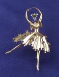 Retro 14kt Gold Sapphire and Diamond Ballerina Brooch