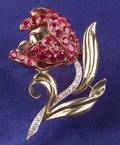 Retro Ruby and Diamond Brooch