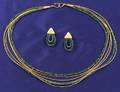 High Karat Gold and Emerald Bead Necklace and Earpendants