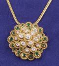 14kt Gold Emerald and Diamond Pendant Necklace