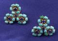 14kt Gold Turquoise and Sapphire Earclips