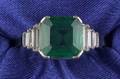 Art Deco Platinum Emerald and Diamond Ring