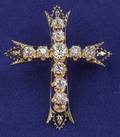 Antique 18kt Gold and Diamond Cross PendantBrooch